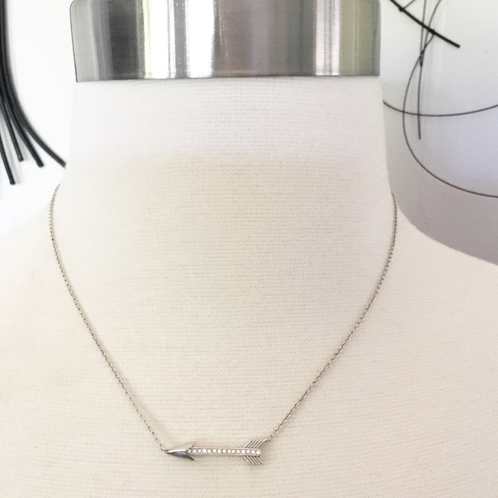 Silver Arrow Necklace With Rhinestones